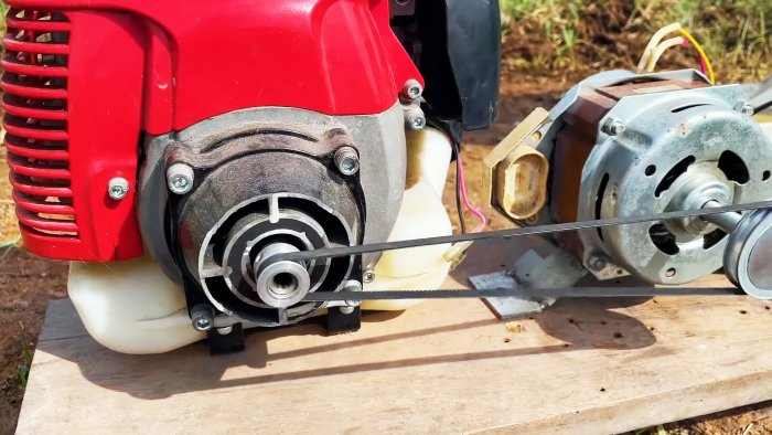 How to make a 220V generator from a washing machine and lawn mower engine