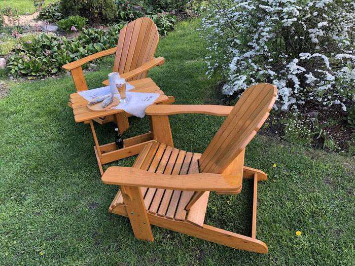 Two garden chairs and a table - all by hand 2022