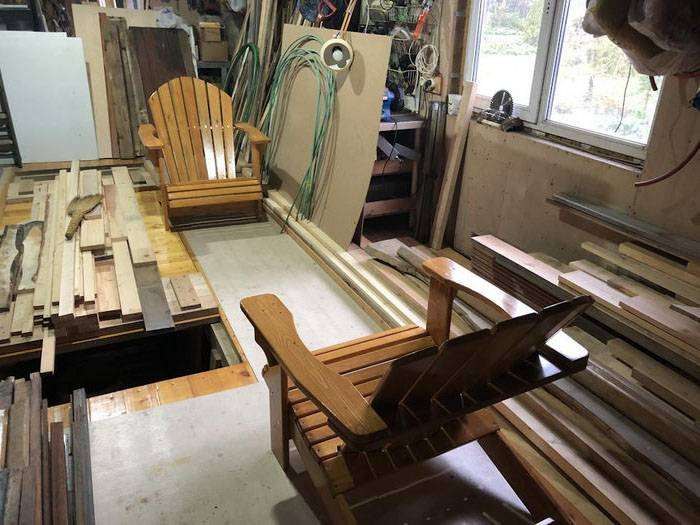 Two garden chairs and a table - all by hand 2022